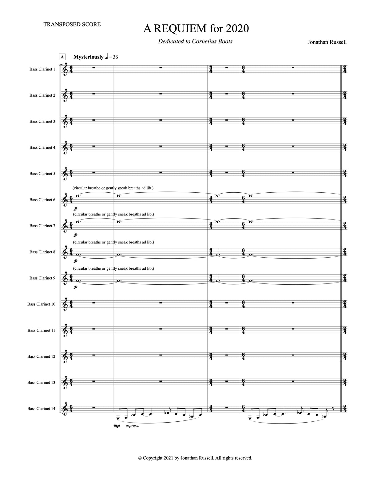 A REQUIEM FOR 2020 (14 bass clarinets)