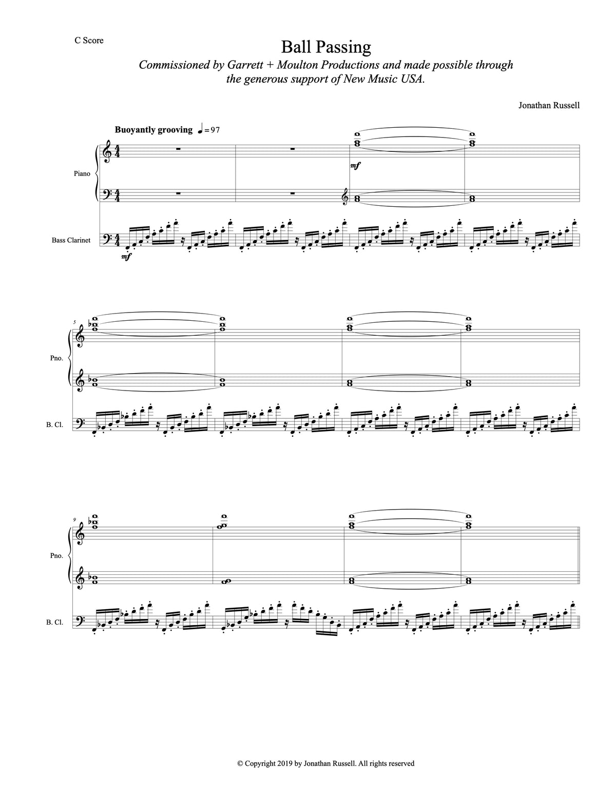 BALL PASSING (flute, 2 clarinets, 2 trumpets, 2 trombones, 2 cellos, piano)