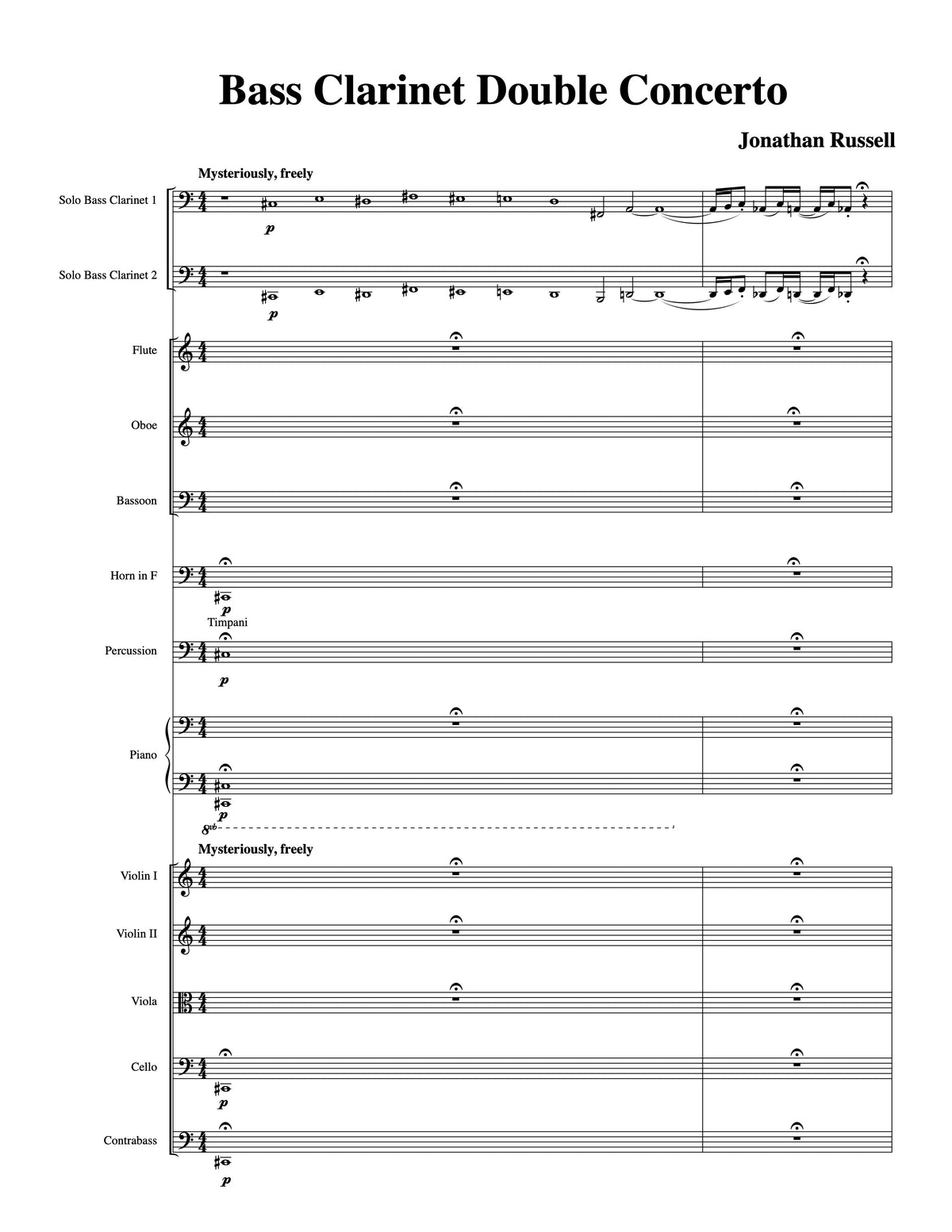 BASS CLARINET DOUBLE CONCERTO (2 solo bass clarinets and orchestra)