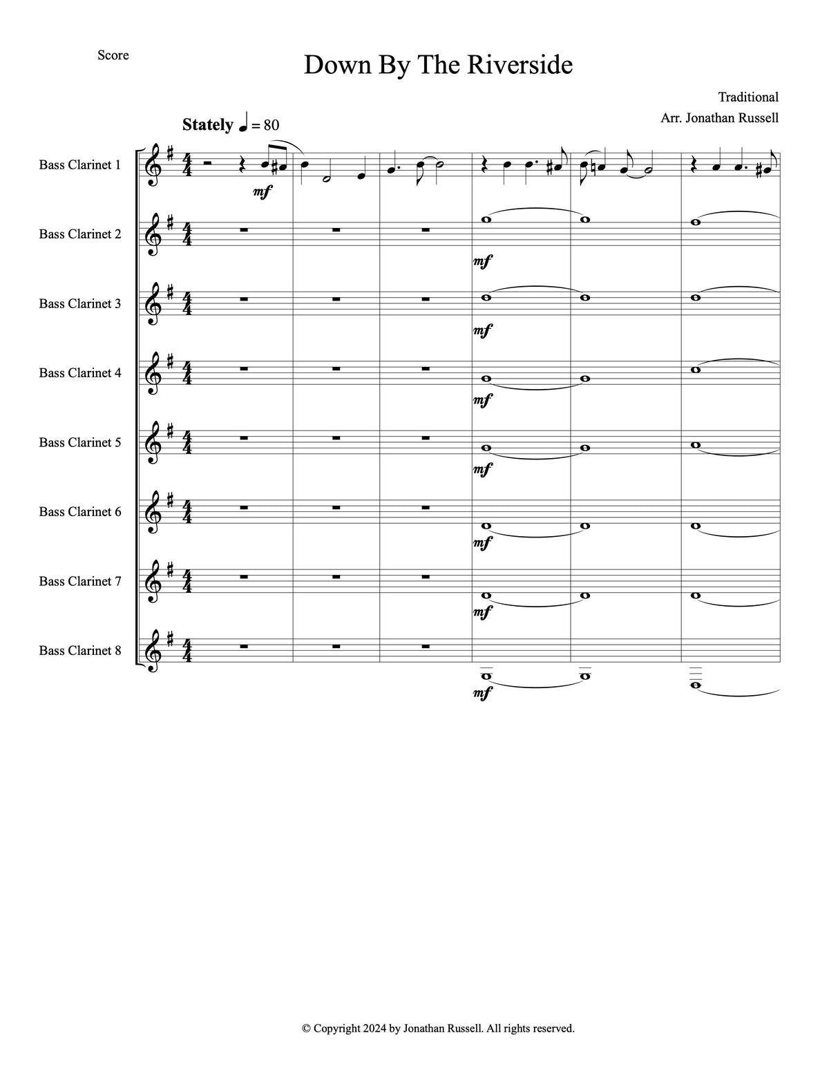 DOWN BY THE RIVERSIDE (8 bass clarinets)