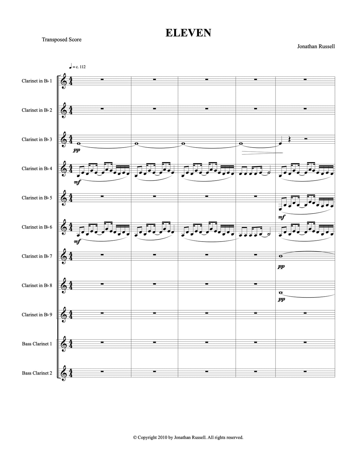 ELEVEN (9 Bb clarinets and 2 bass clarinets)