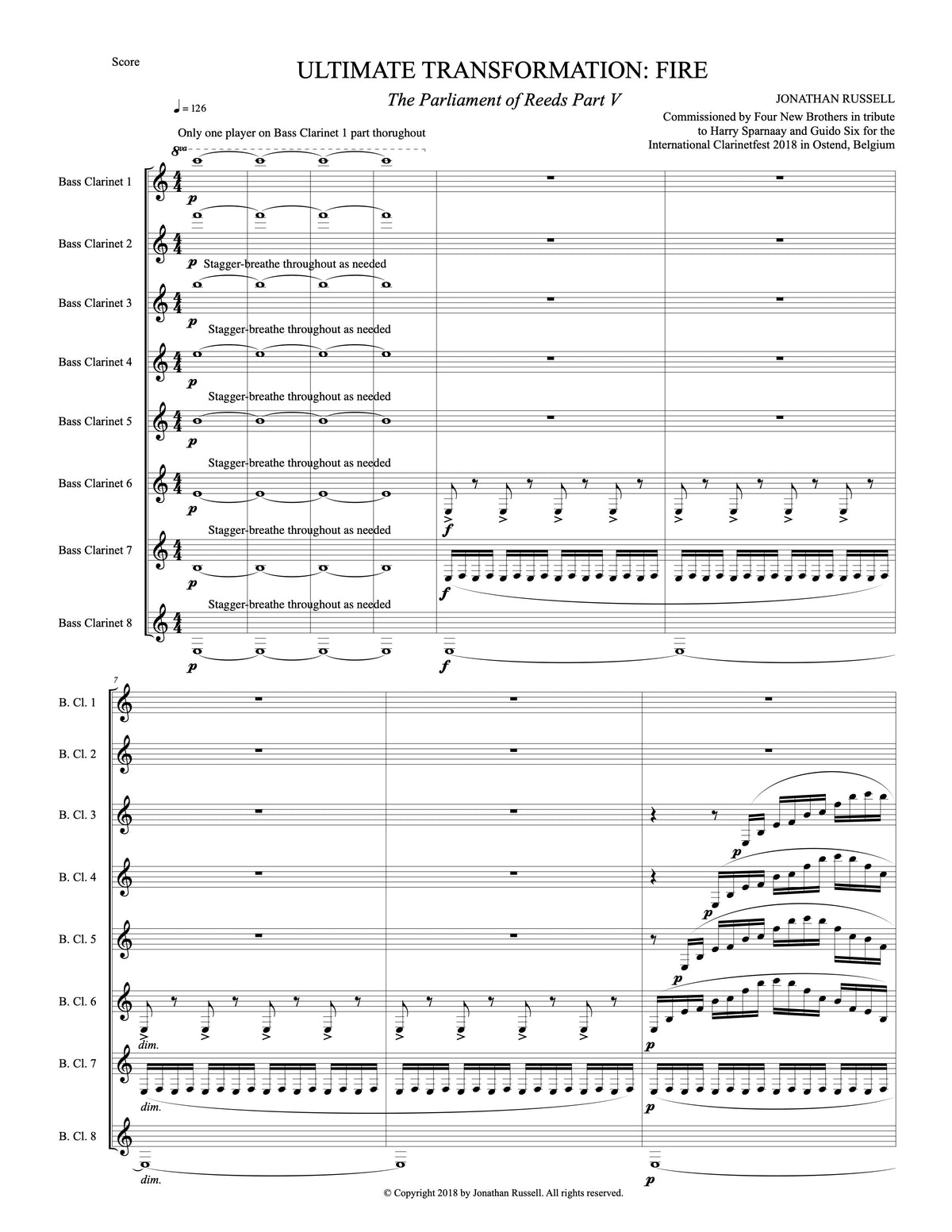 ULTIMATE TRANSFORMATION: FIRE (8-part bass clarinet choir)