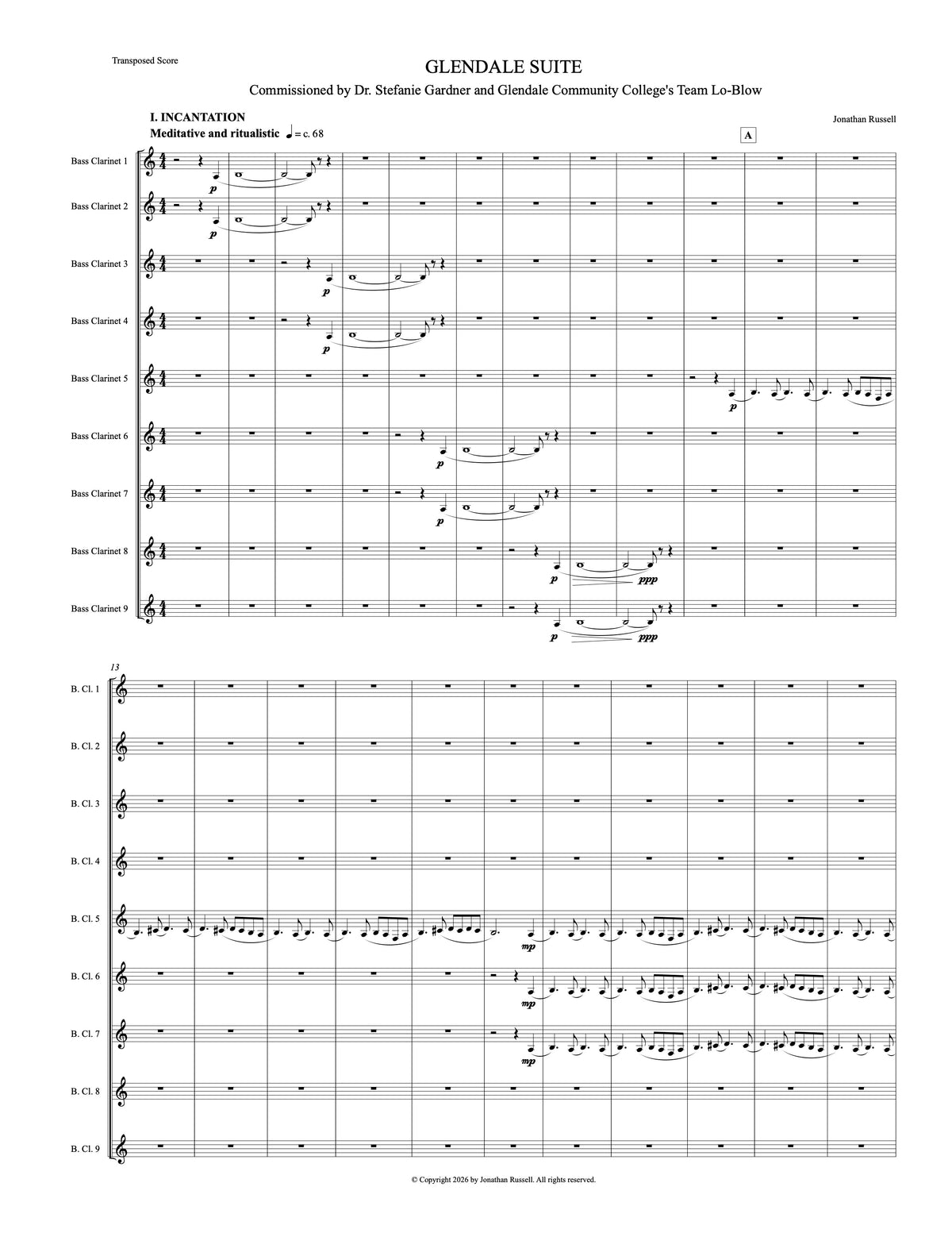 GLENDALE SUIITE (9 bass clarinets)