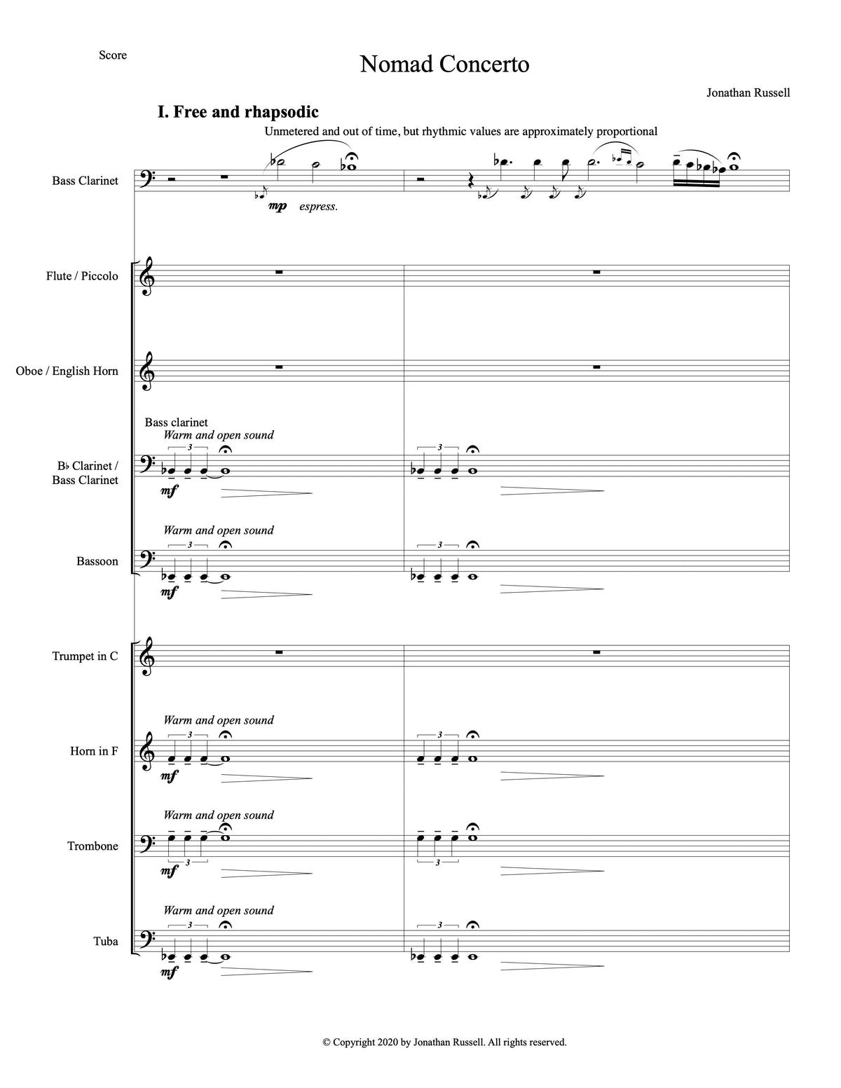 NOMAD CONCERTO (bass clarinet + wind octet)