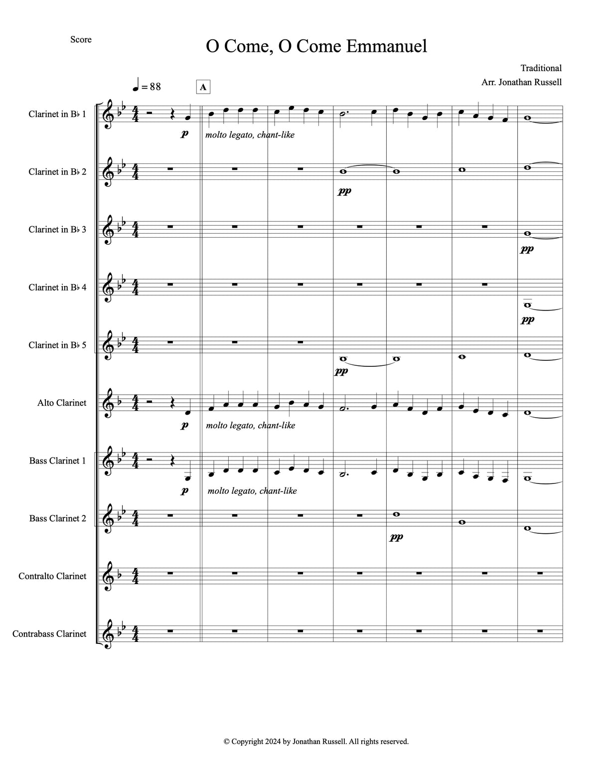 O COME, O COME EMMANUEL (clarinet choir)