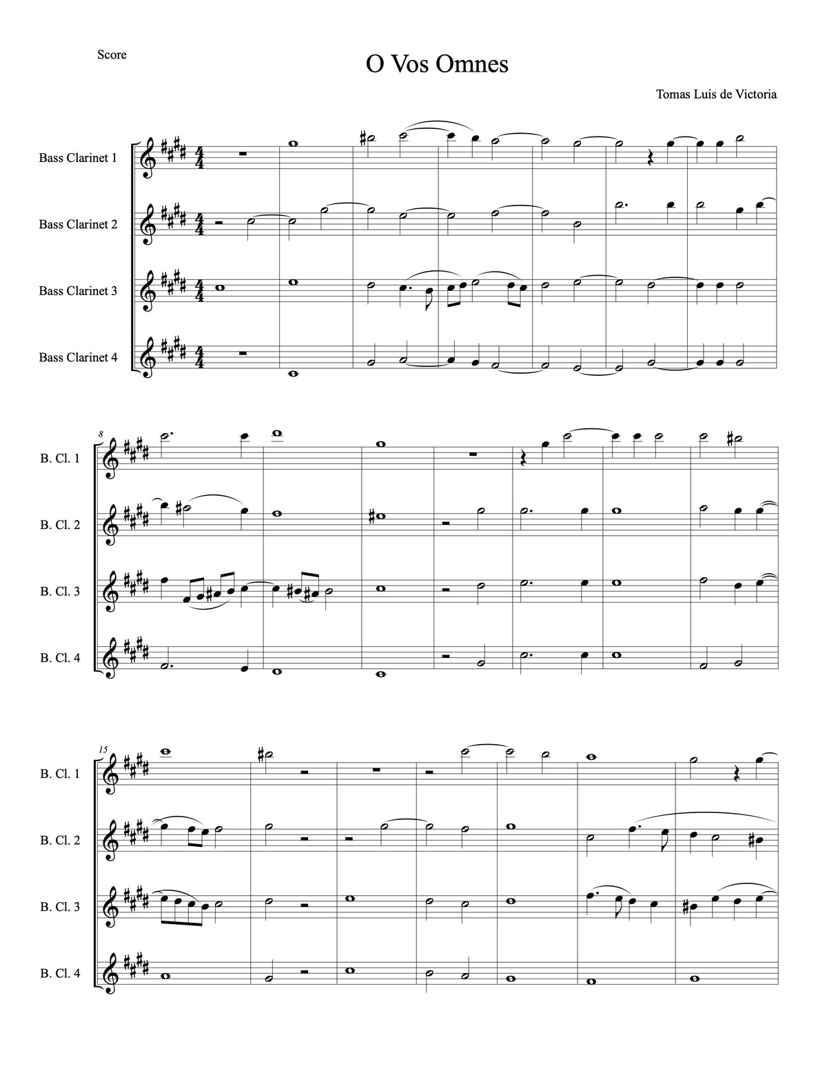 VICTORIA: O VOS OMNES (bass clarinet quartet)