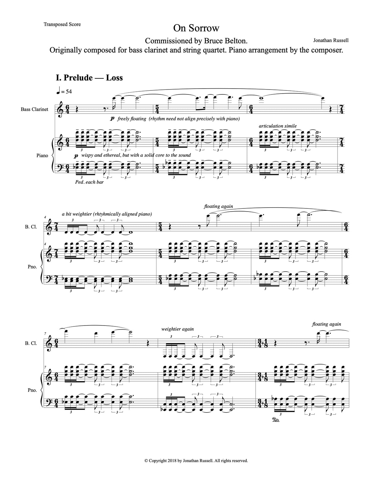 ON SORROW (bass clarinet and piano)