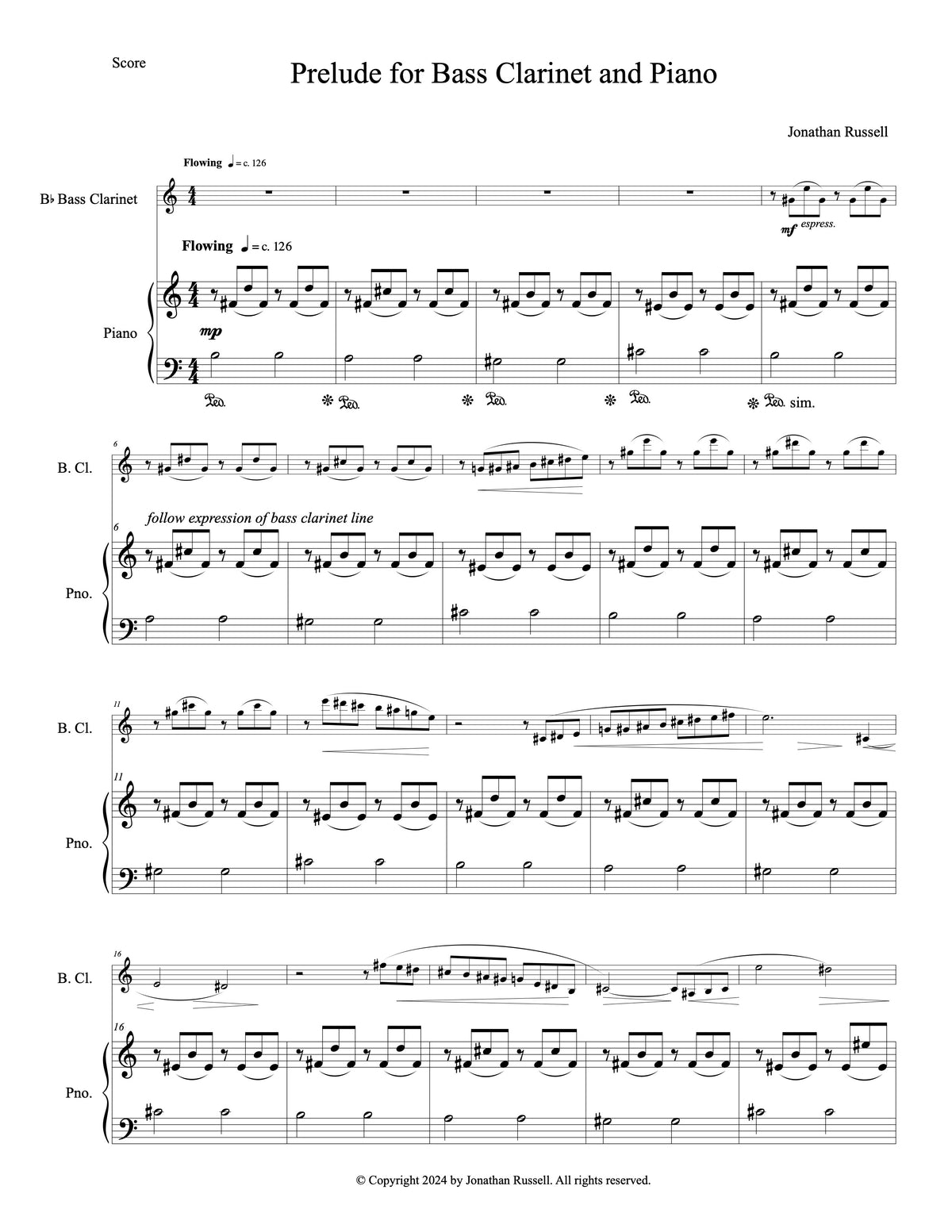 PRELUDE FOR BASS CLARINET AND PIANO