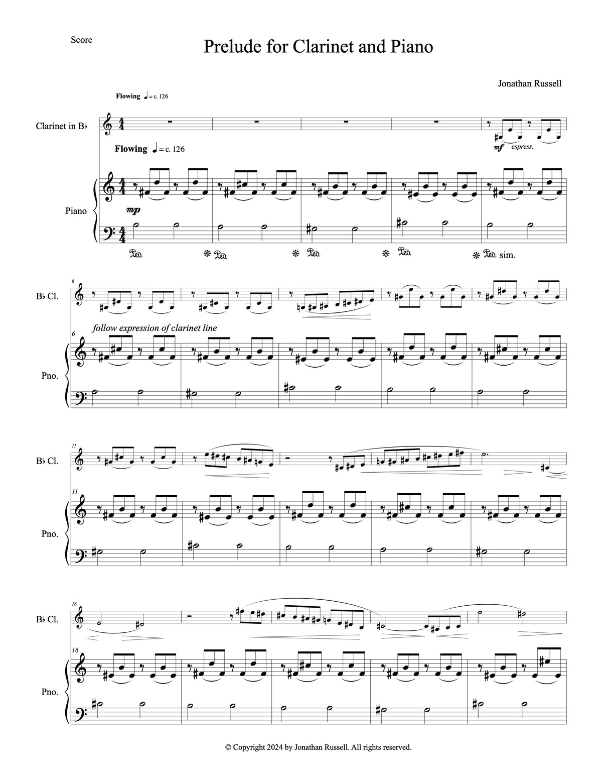 PRELUDE FOR CLARINET AND PIANO