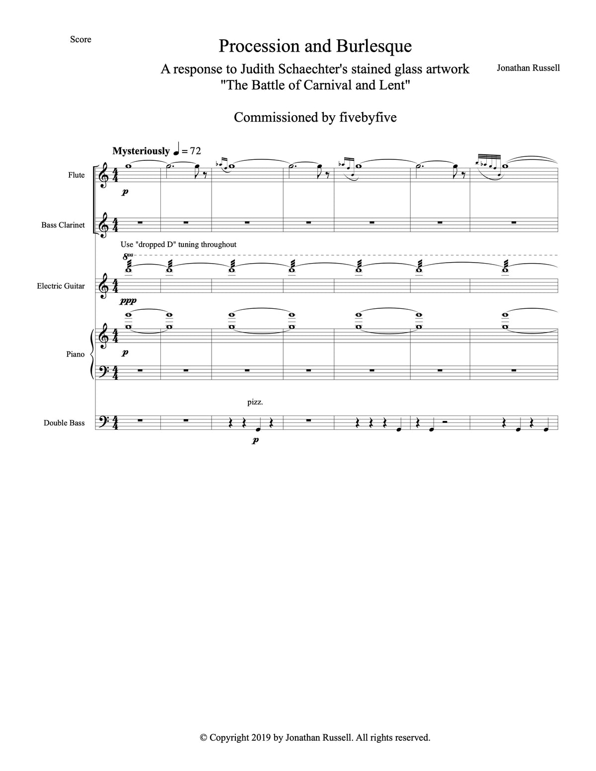 PROCESSION AND BURLESQUE (flute, bass clarinet, electric guitar, piano, bass)