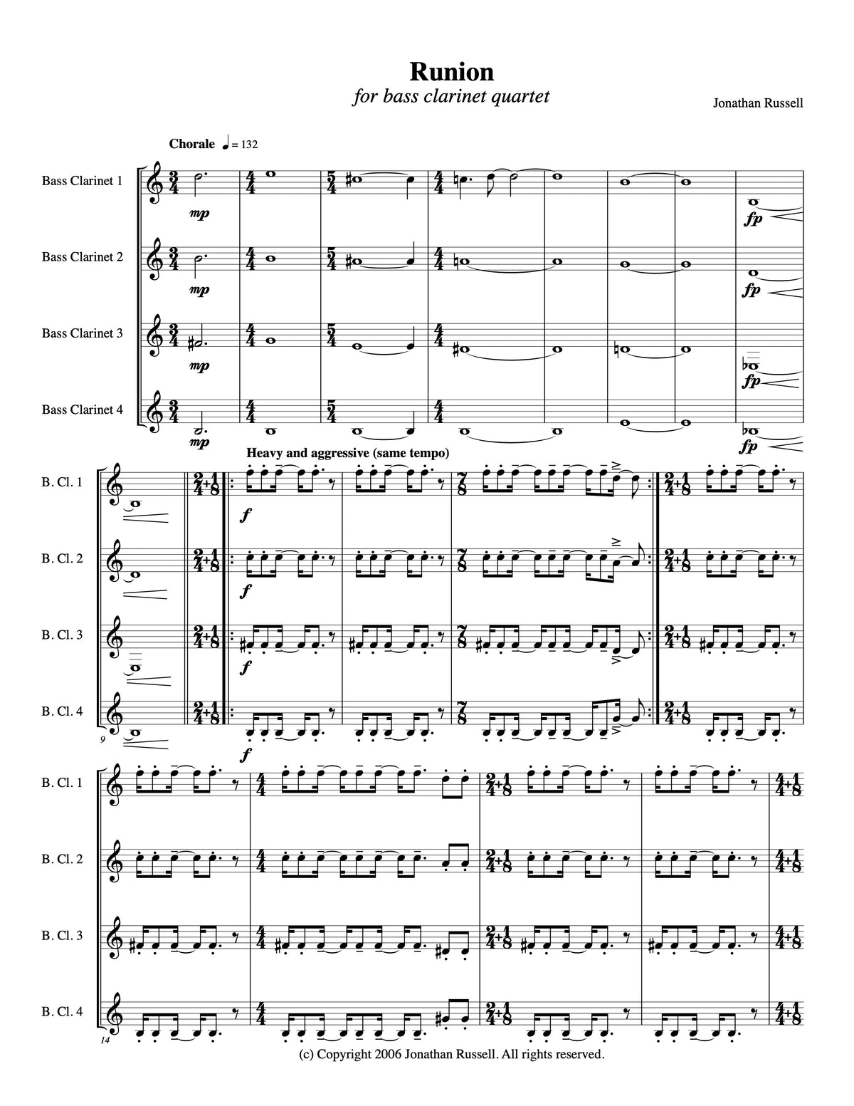 RUNION (bass clarinet quartet)