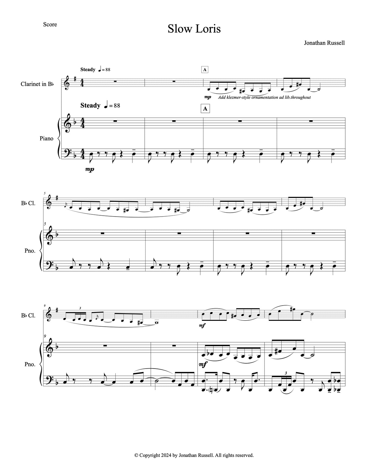 SLOW LORIS (clarinet and piano)