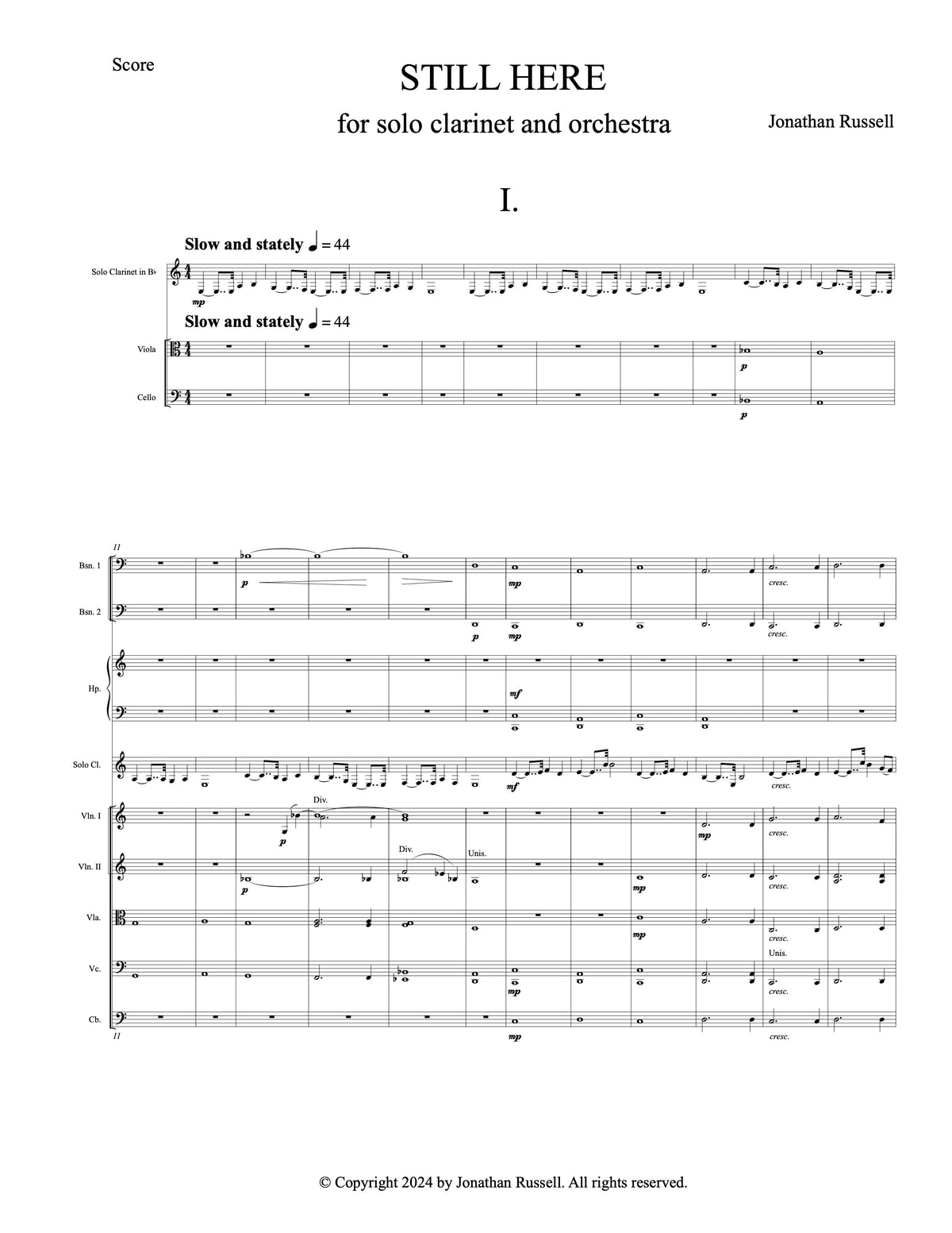 STILL HERE (solo clarinet and orchestra)