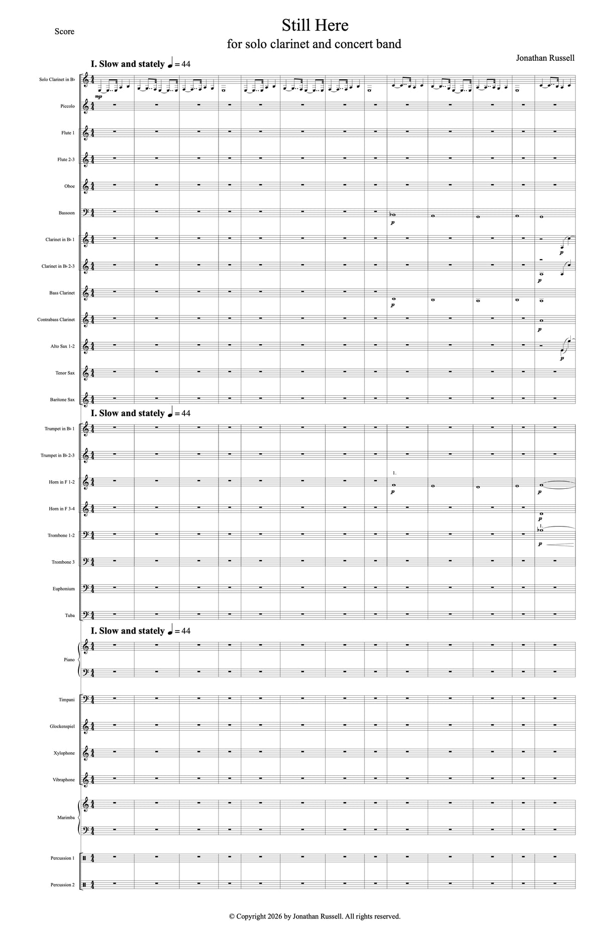 STILL HERE (solo clarinet and wind band)