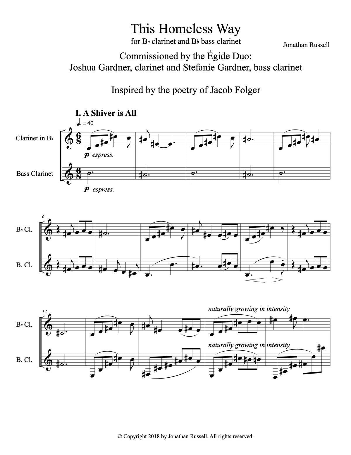 THIS HOMELESS WAY (clarinet and bass clarinet)