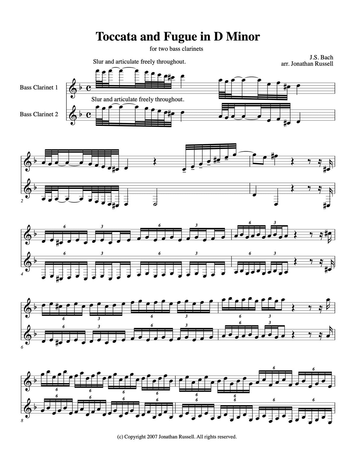 BACH: TOCCATA AND FUGUE (bass clarinet duet)