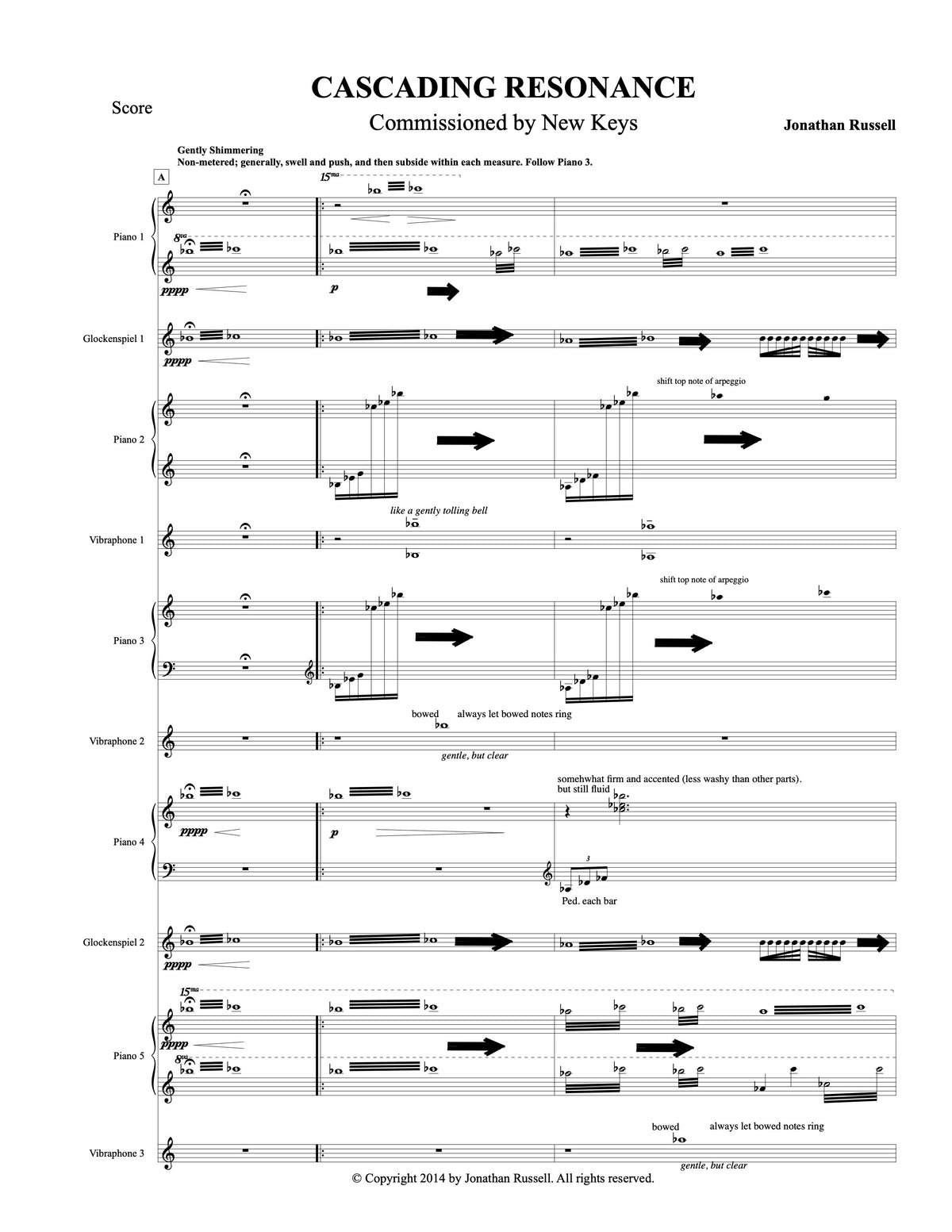 CASCADING RESONANCE (5 pianos, 5 percussion)