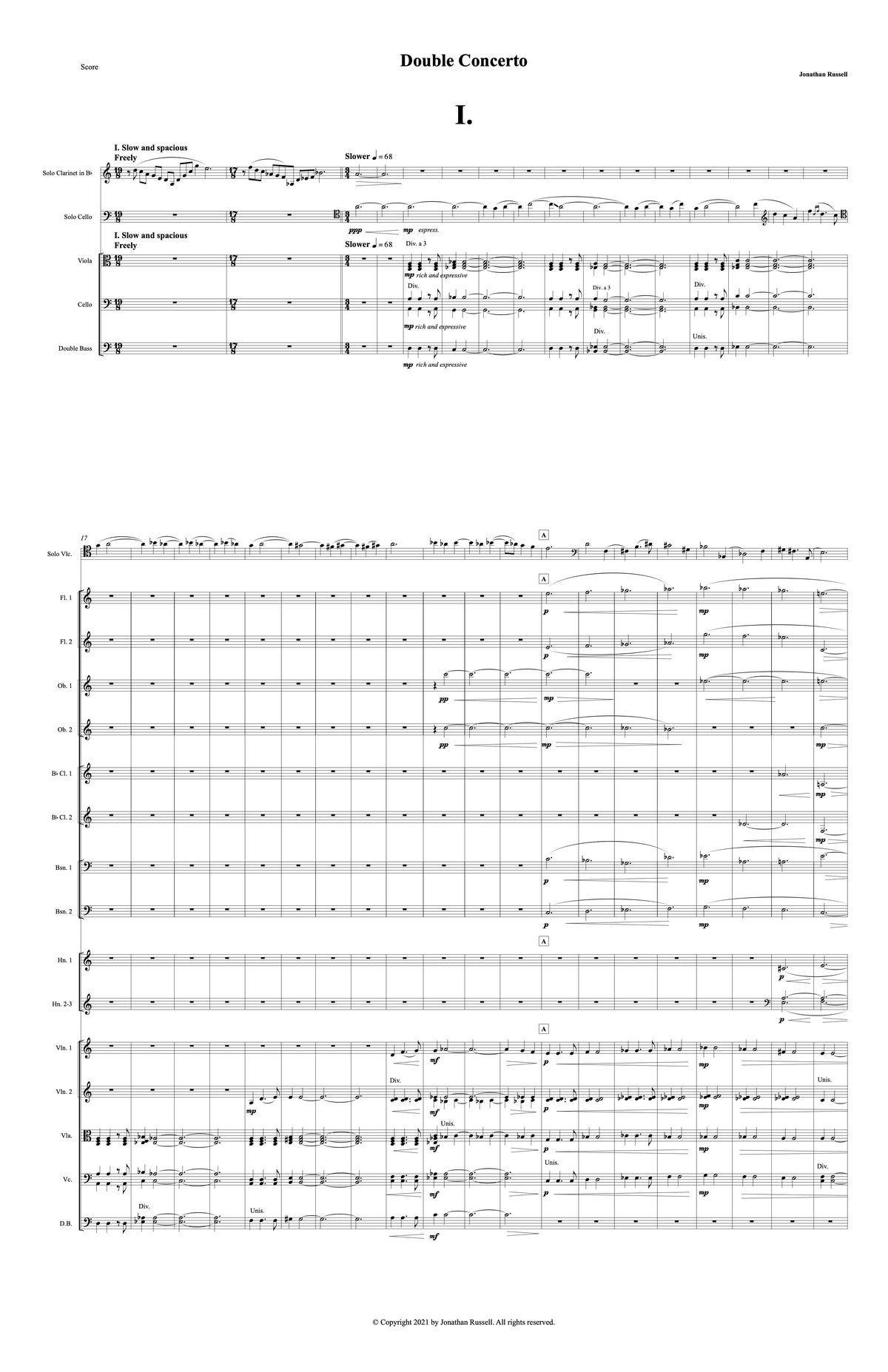 DOUBLE CONCERTO FOR CLARINET, CELLO, AND ORCHESTRA