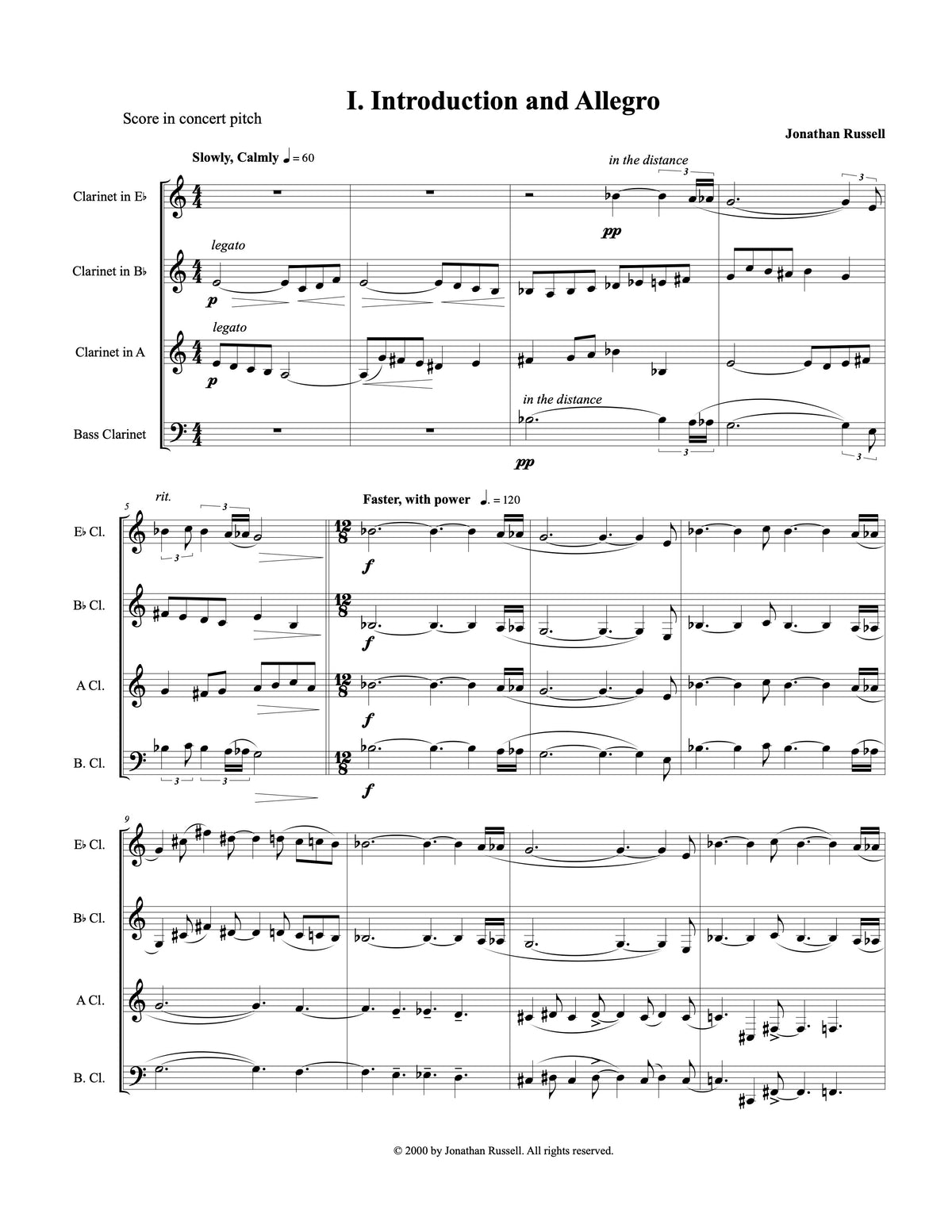 QUARTET FOR FOUR CLARINETS (Eb, Bb, A, and bass clarinets)