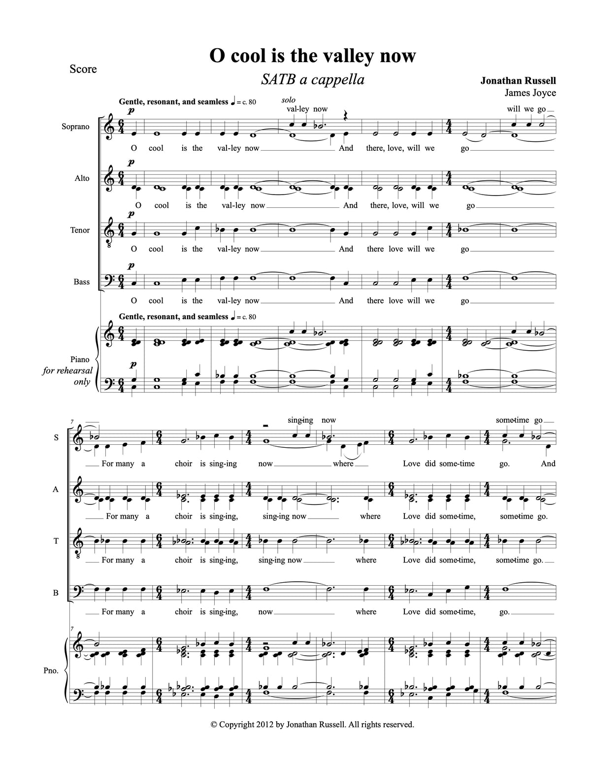 O COOL IS THE VALLEY NOW (choir)