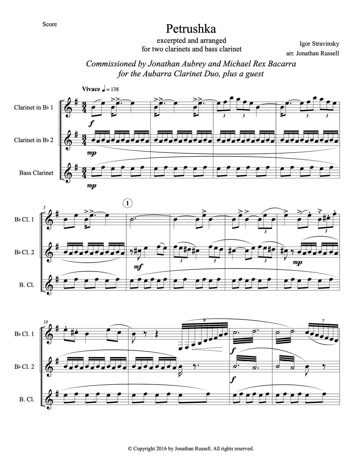 STRAVINSKY: PETRUSHKA (2 clarinets and bass clarinet)