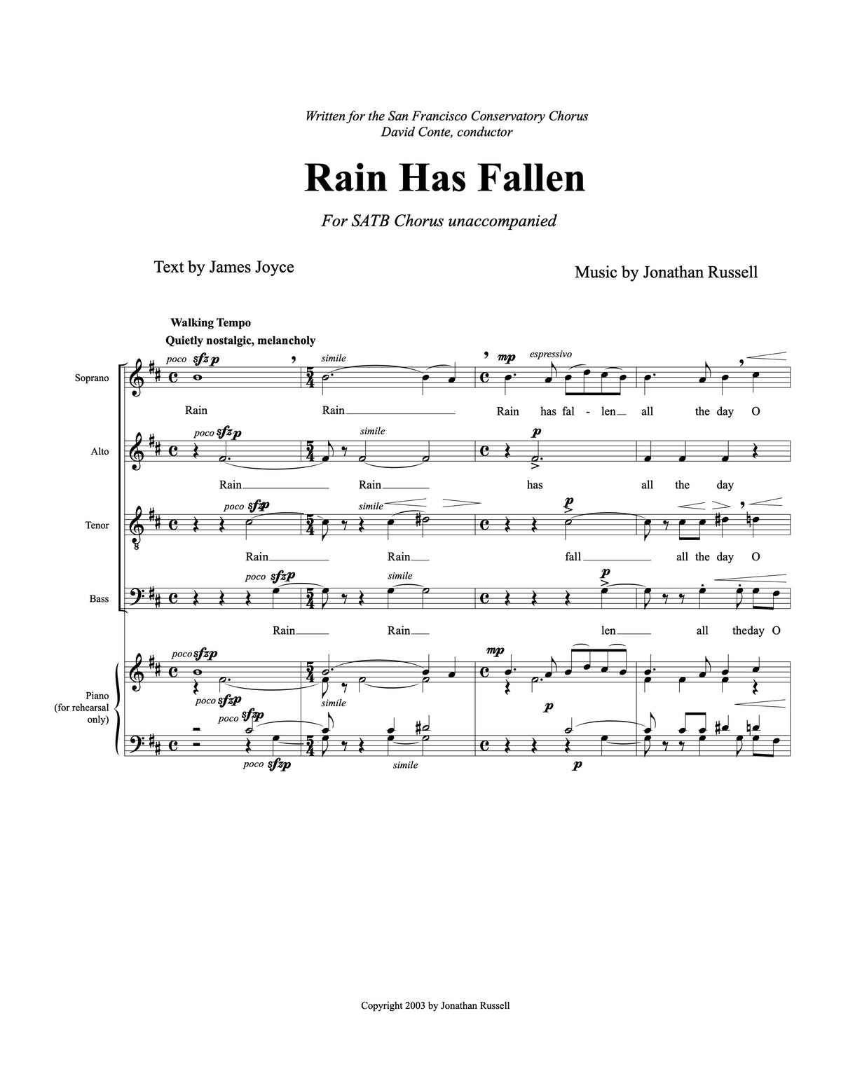 RAIN HAS FALLEN (choir)