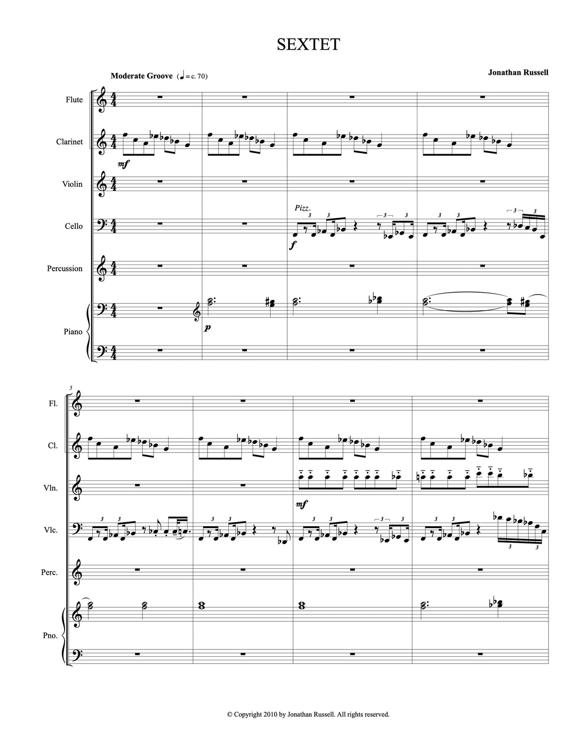 SEXTET (flute, clarinet, violin, cello, piano, percussion)