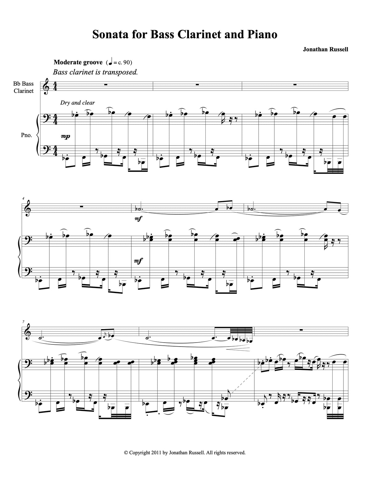 SONATA FOR BASS CLARINET AND PIANO
