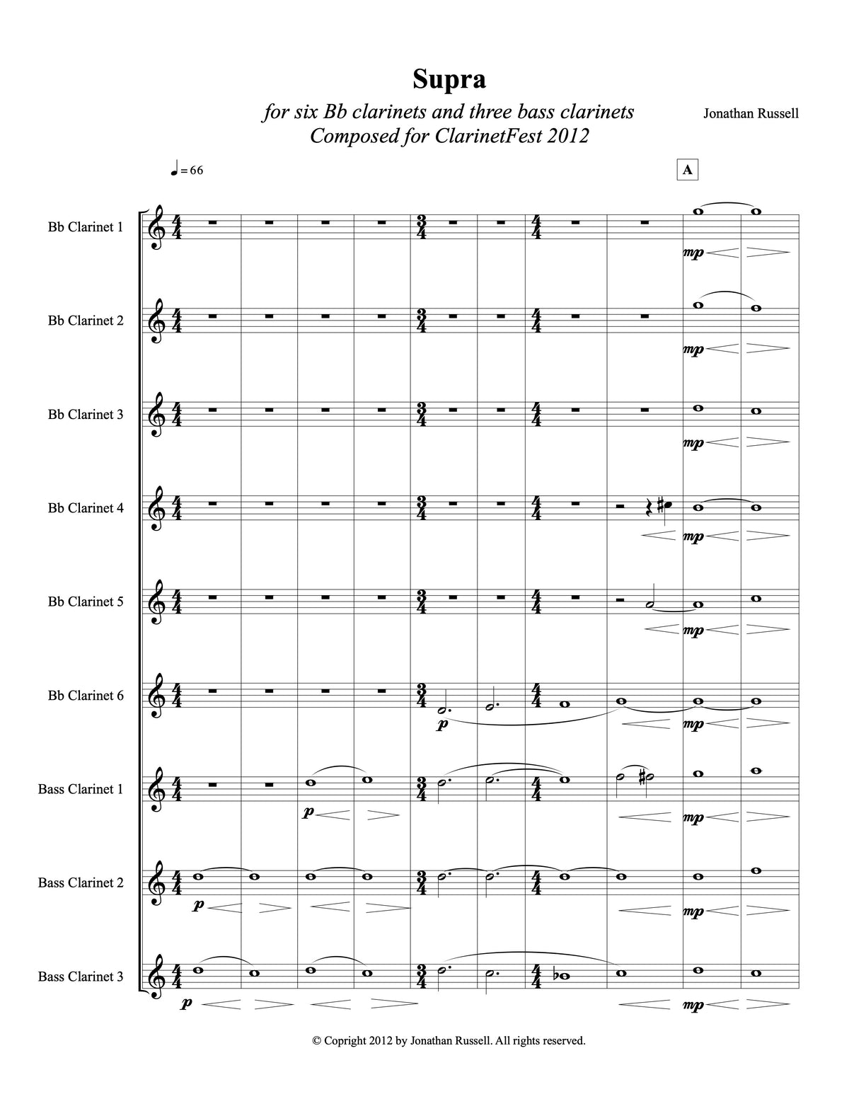 SUPRA (6 Bb clarinets, 3 bass clarinets)